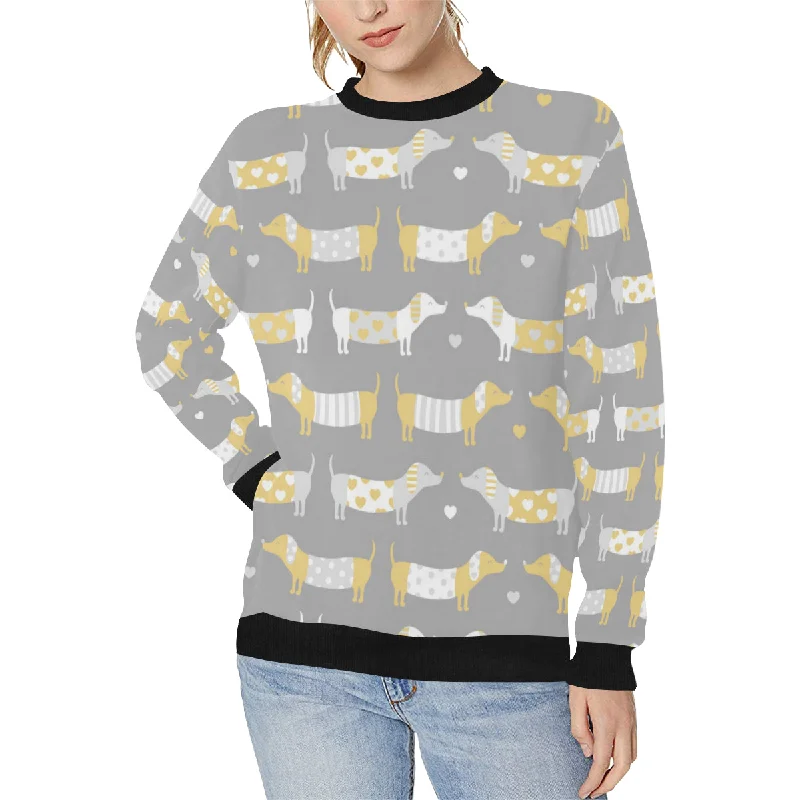 Cute dachshund dog pattern Women's Crew Neck Sweatshirt