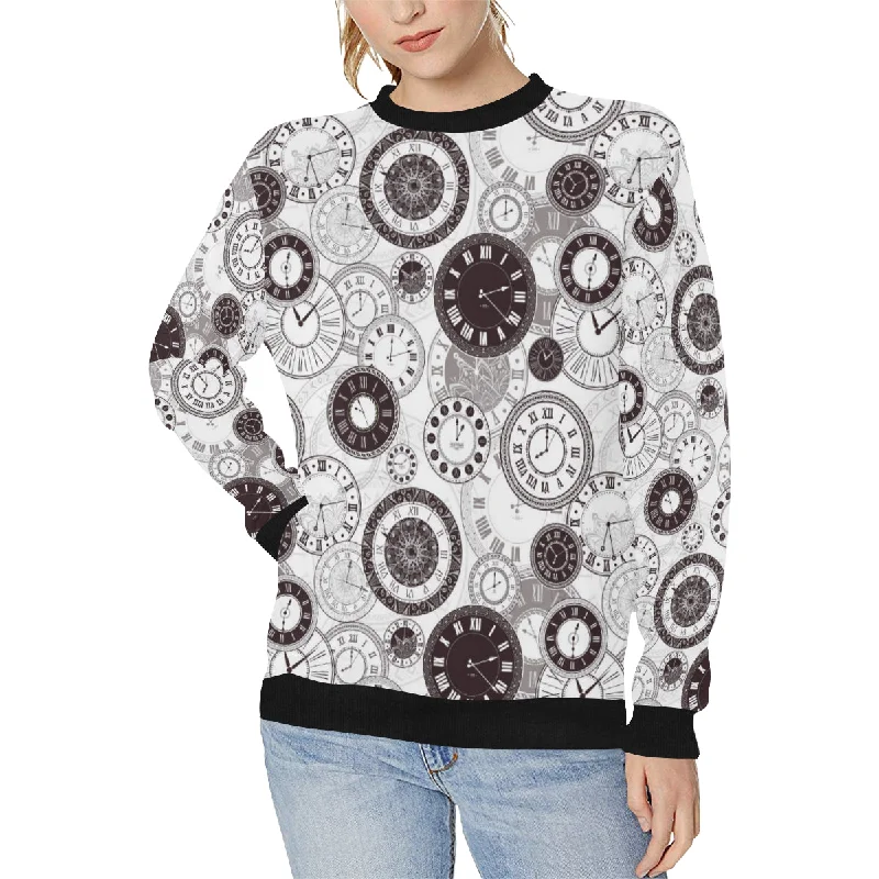 Classic vintage clock pattern Women's Crew Neck Sweatshirt