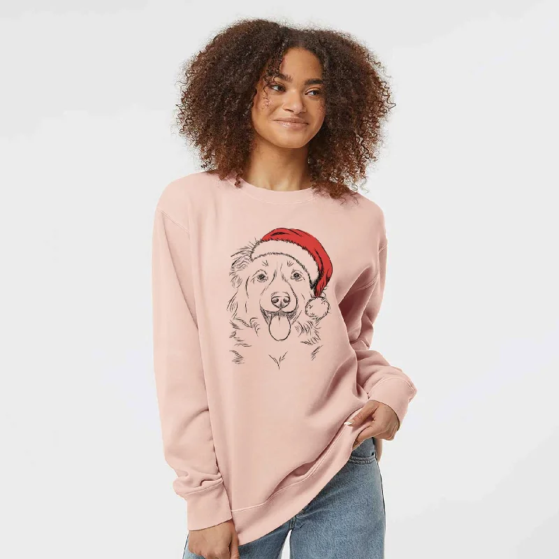 Santa Tucker the Collie Shepherd - Unisex Pigment Dyed Crew Sweatshirt