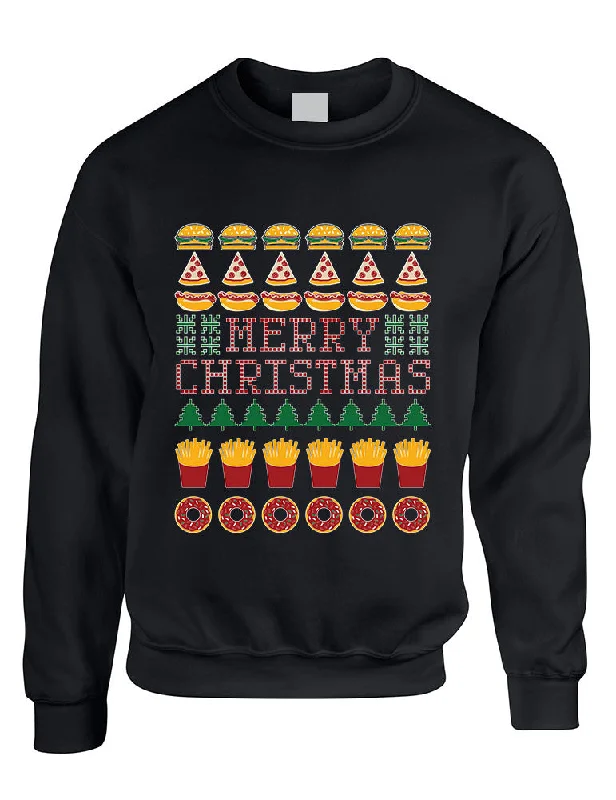 Adult Crewneck Junk Food Merry Christmas Ugly sweater Humor Top