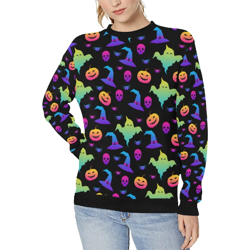 Colorful halloween background Women's Crew Neck Sweatshirt