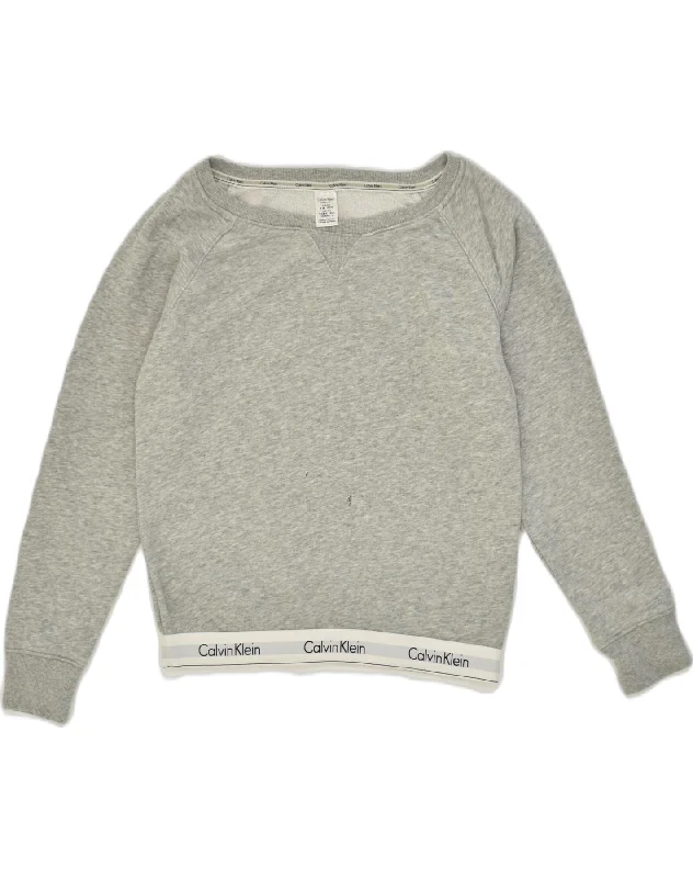 CALVIN KLEIN Womens Sweatshirt Jumper UK 10 Small Grey Cotton