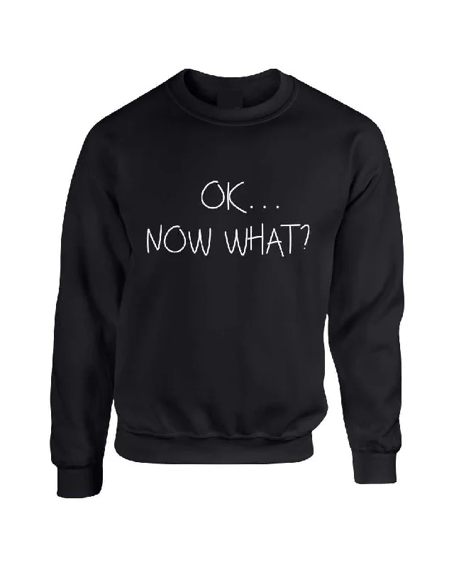 Adult Crewneck OK Now What? Funny Cool Stuff Humor Top