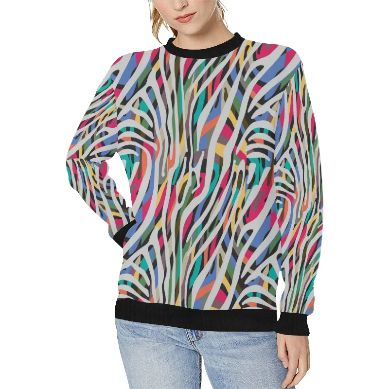 Colorful zebra skin pattern Women's Crew Neck Sweatshirt