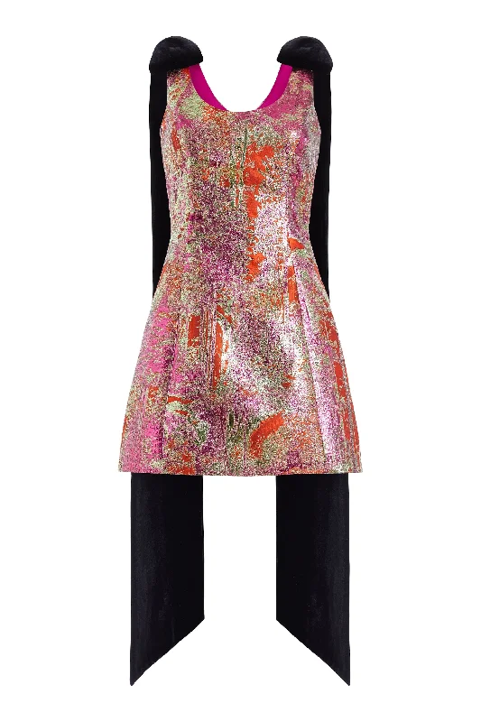 Gita Metallic Brocade Mini Dress