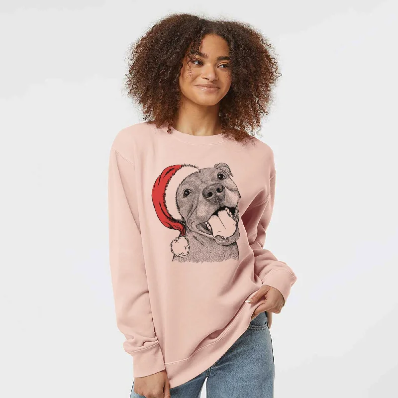 Santa Eloise the Pitbull Mix - Unisex Pigment Dyed Crew Sweatshirt