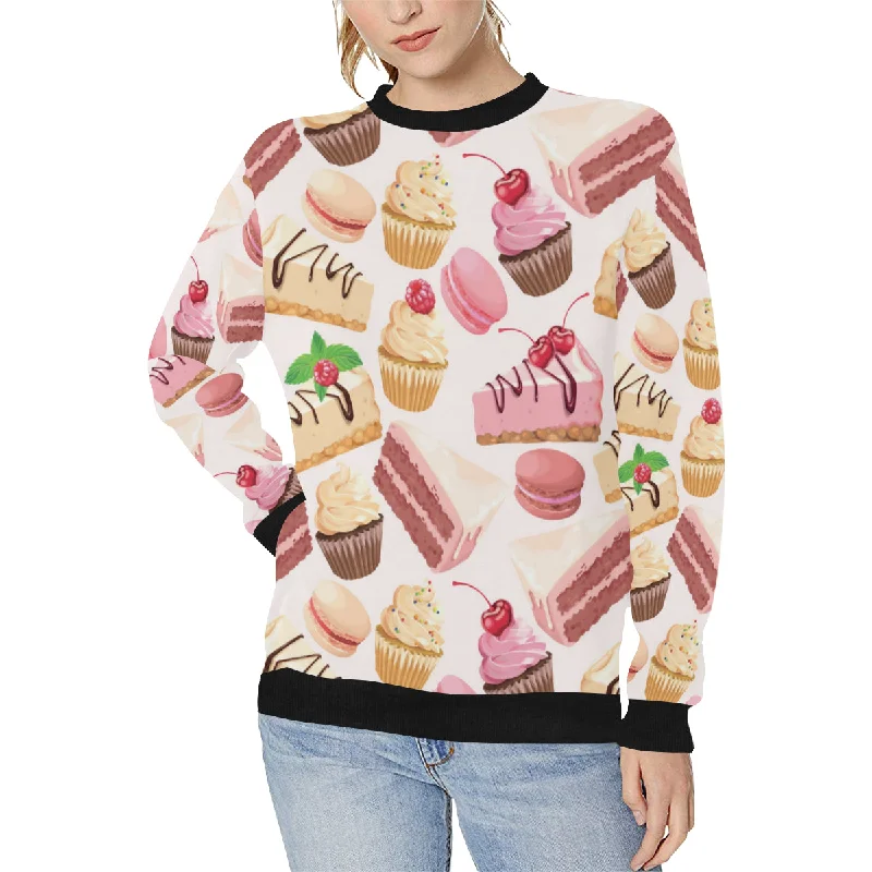 Cake cupcake sweets pattern Women's Crew Neck Sweatshirt