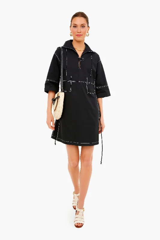 Topstitch Poplin Shirt Dress