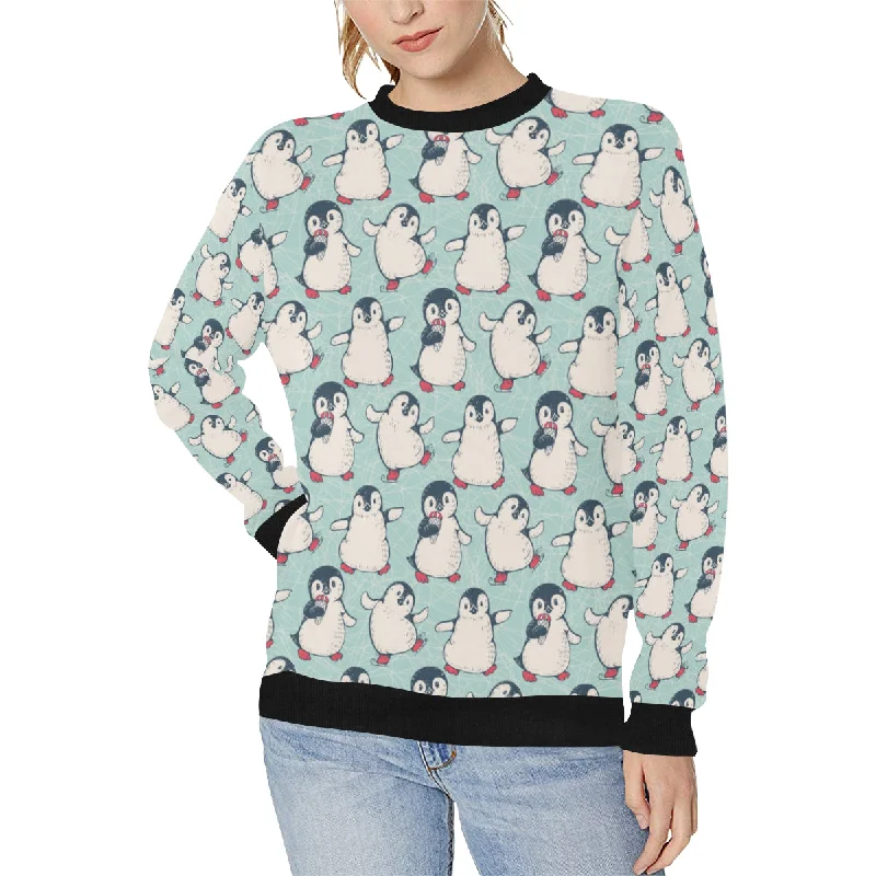 Cute Penguin pattern Women's Crew Neck Sweatshirt