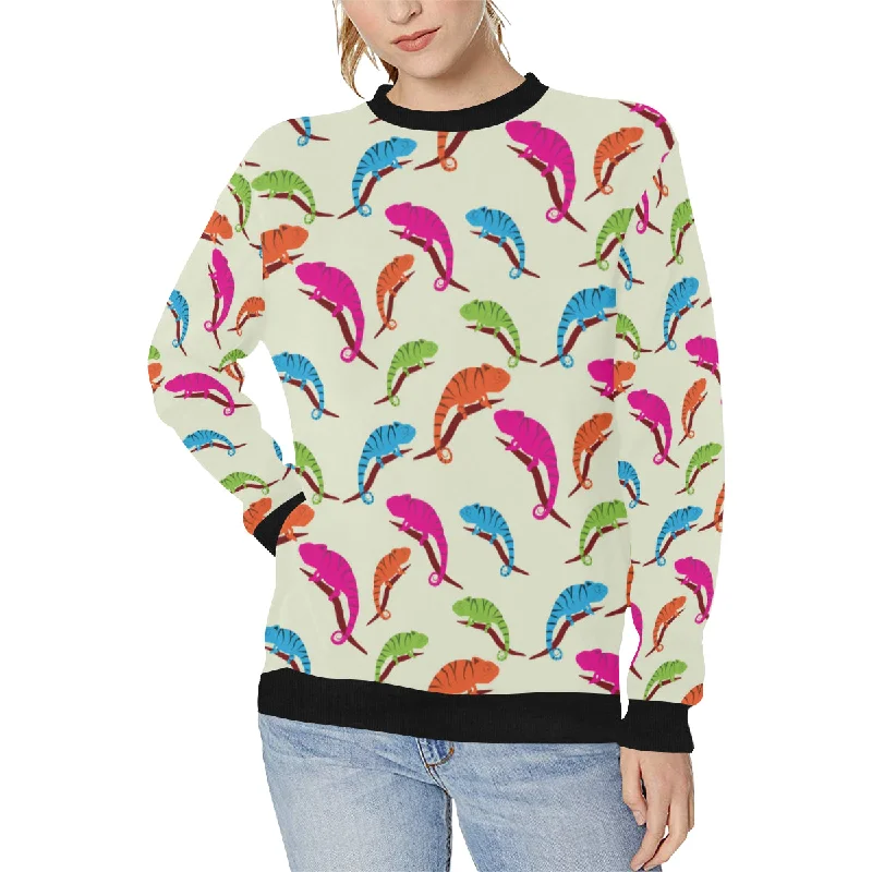 Colorful Chameleon lizard pattern Women's Crew Neck Sweatshirt