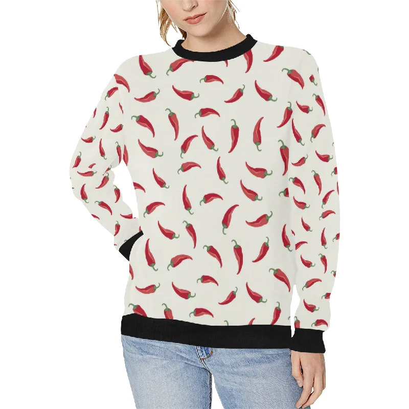 Chili peppers pattern Women's Crew Neck Sweatshirt