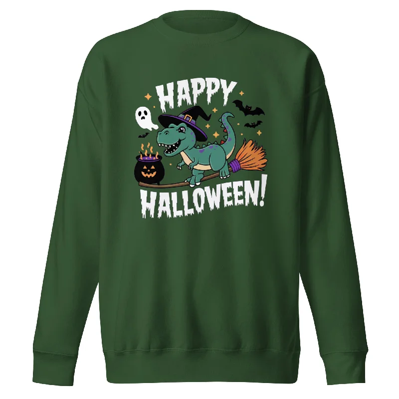 Happy Halloween Broom - Dinosaur Sweatshirt