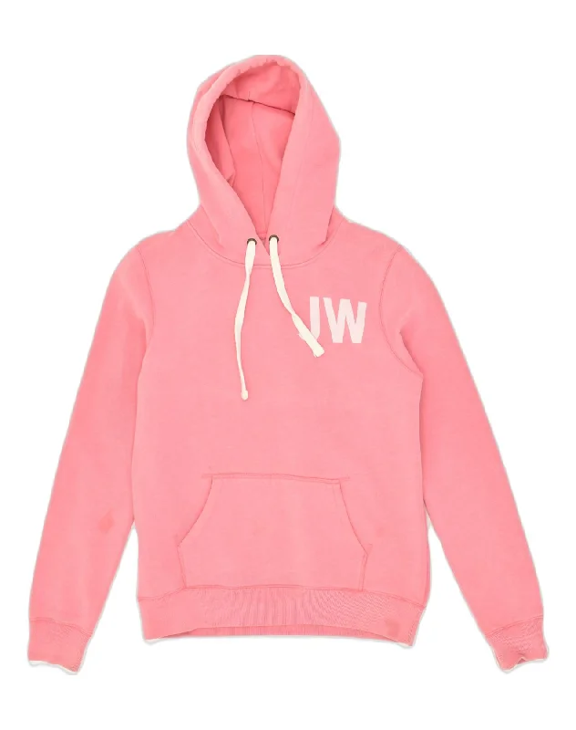 JACK WILLS Womens Graphic Hoodie Jumper UK 12 Medium Pink Cotton