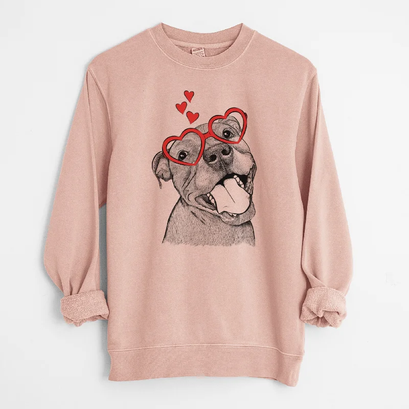 Valentine Eloise the Pitbull Mix - Unisex Pigment Dyed Crew Sweatshirt