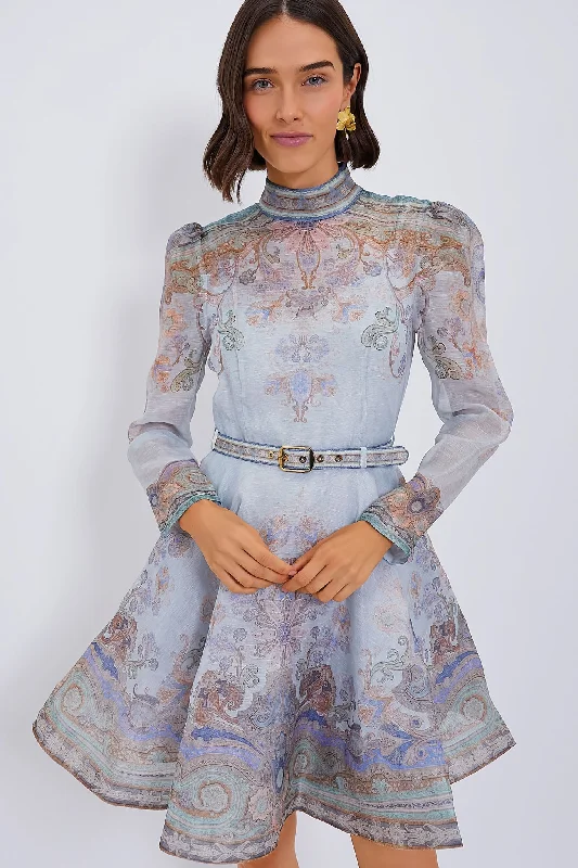 Blue Paisley Eden Belted Mini Dress