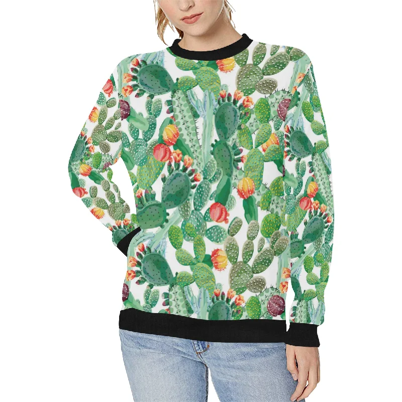 Cactus design pattern copy Women's Crew Neck Sweatshirt