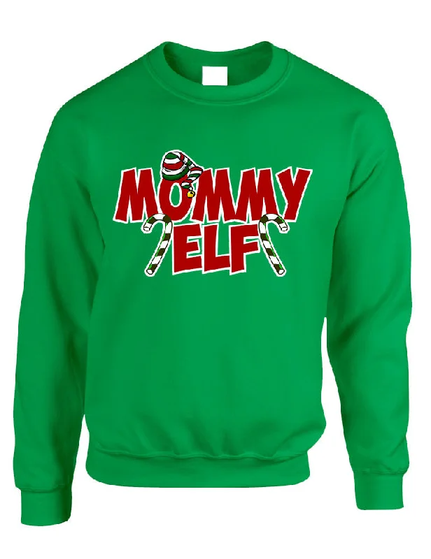 Adult Crewneck Mommy Elf Ugly Christmas Holiday Gift Top