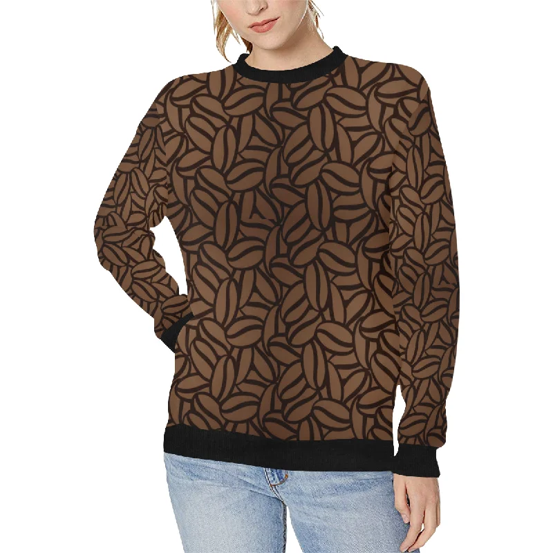 coffee bean pattern Women's Crew Neck Sweatshirt