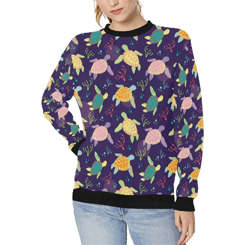 Colorful sea turtle pattern Women's Crew Neck Sweatshirt