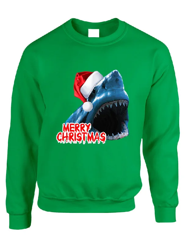 Adult Crewneck Santa Jaws Merry Christmas Ugly Xmas Funny Top