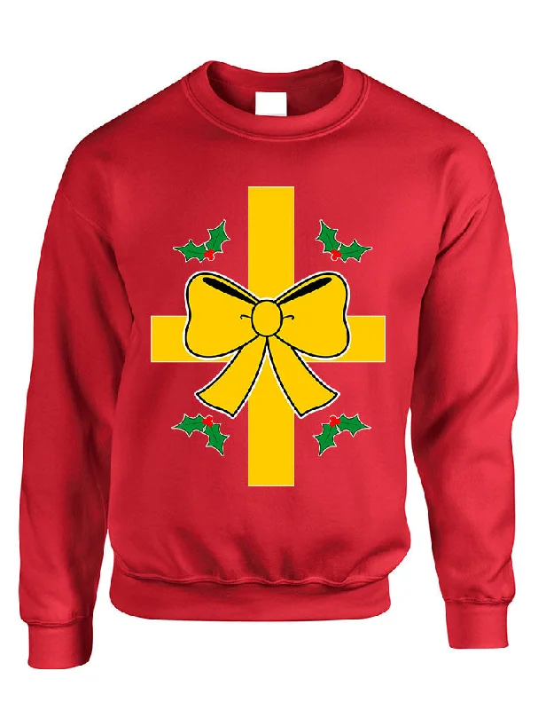 Adult Sweatshirt Christmas Gift Wrap Ugly Xmas Sweater Funny