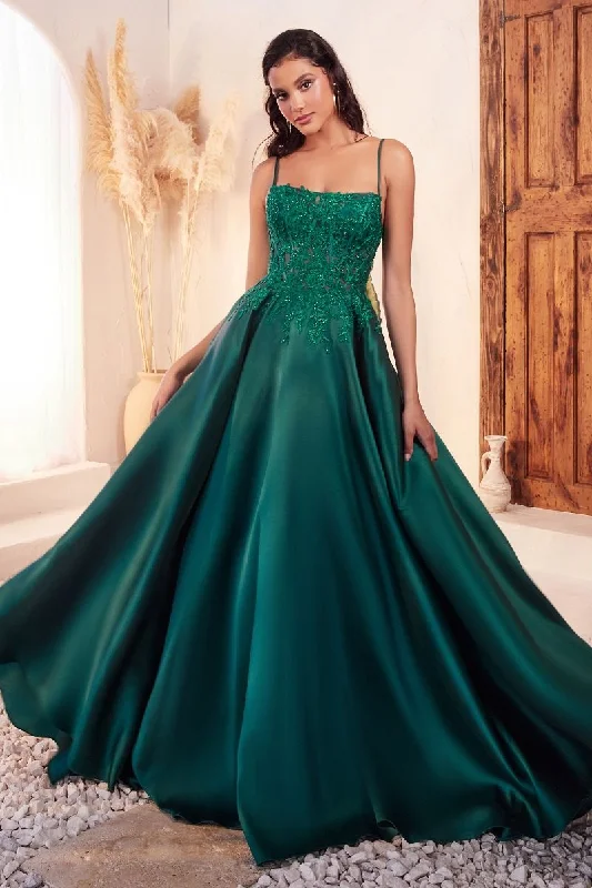 EMERALD LACE DETAIL BALL GOWN