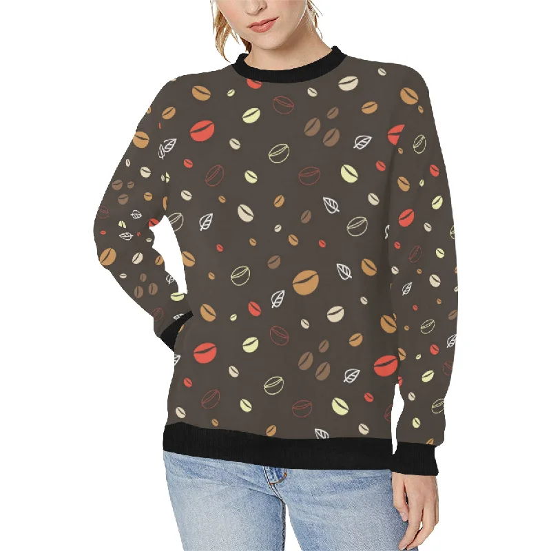 Coffee bean leave pattern Women's Crew Neck Sweatshirt