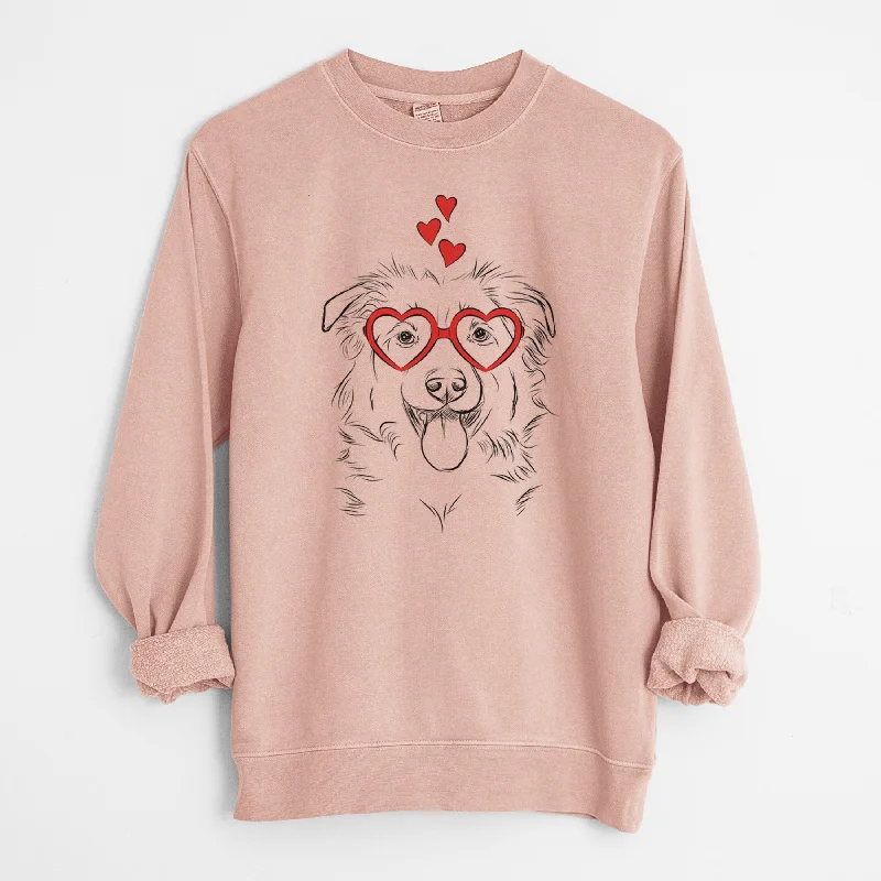 Valentine Tucker the Collie Shepherd - Unisex Pigment Dyed Crew Sweatshirt