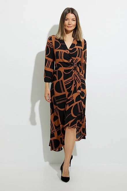 Joseph Ribkoff Long Sleeve Abstract Wrap Style Dress