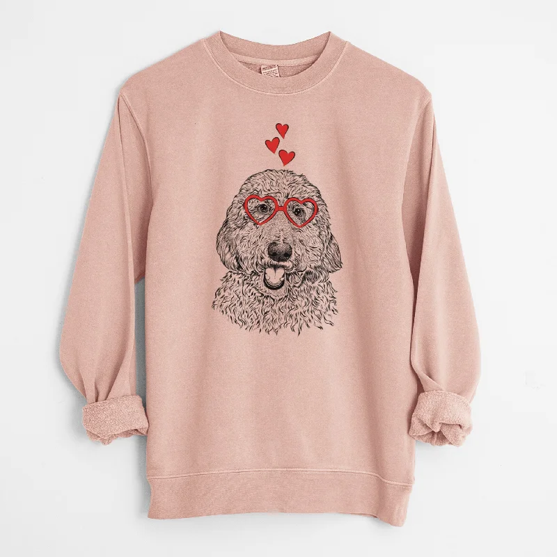 Valentine Whisper the Goldendoodle - Unisex Pigment Dyed Crew Sweatshirt