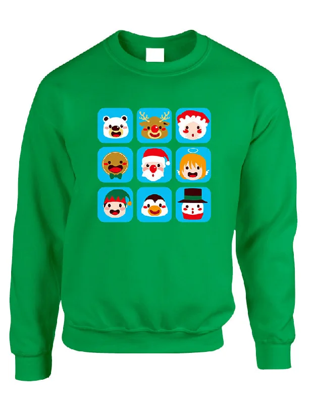 Adult Crewneck Christmas Icons Ugly Xmas Symbols Sweater