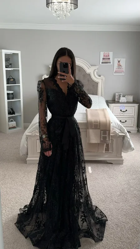 LONG SLEEVE EMBELLISHED GOWN