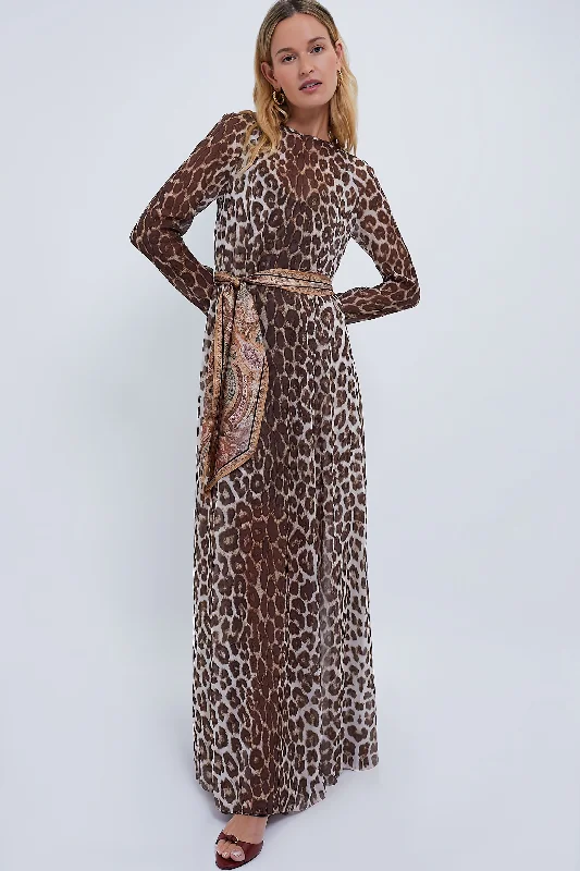 Chocolate Leopard Illustration Sheath Dress