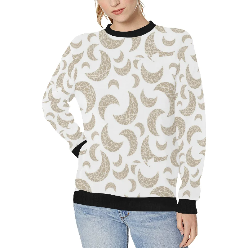 Cool gold moon abstract pattern Women's Crew Neck Sweatshirt