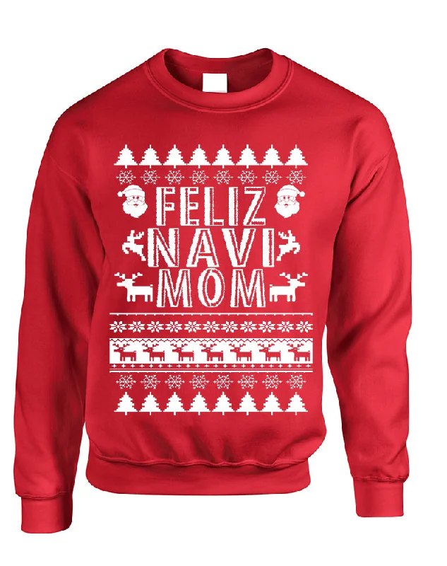 Adult Sweatshirt Feliz Navidad Ugly Xmas Cute Holiday Gift