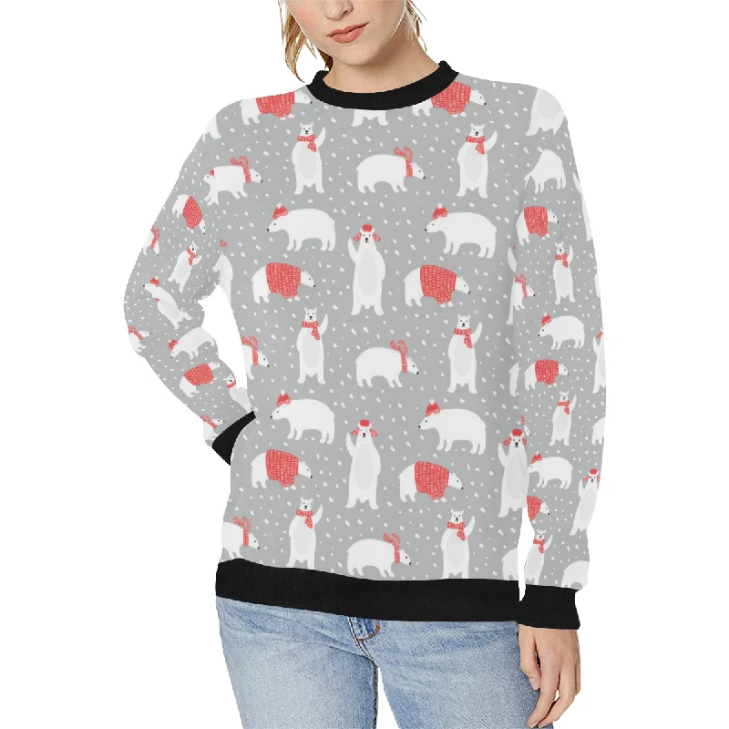 Cute polar bear christmas snow pattern Women's Crew Neck Sweatshirt