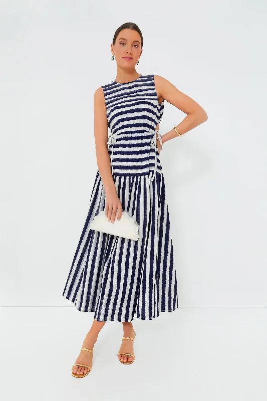 Blue Pulcheria Ikat Stripes Dress