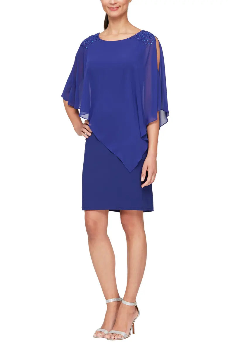 Cape Quarter Sleeve Short Dress