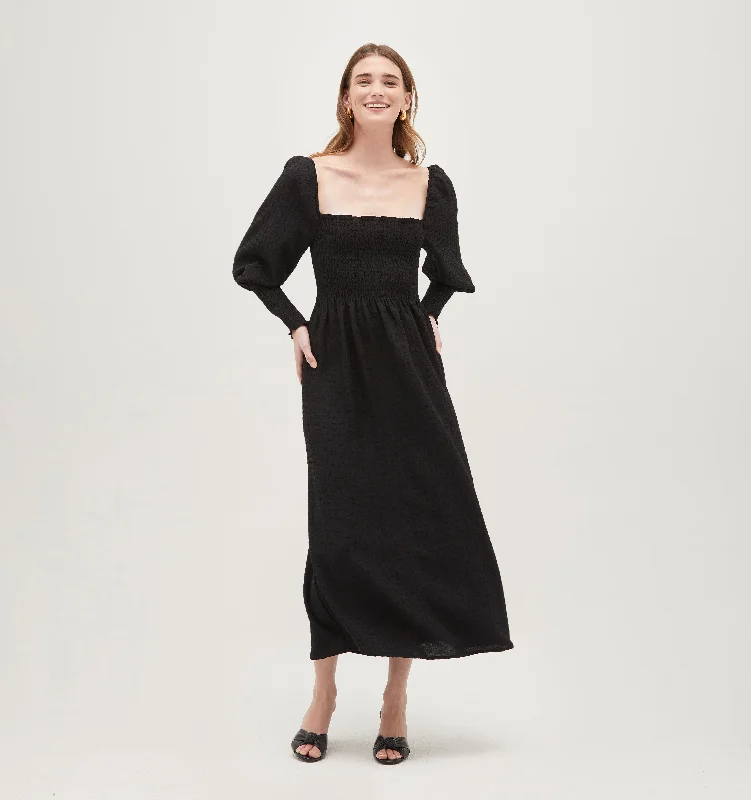 The Grace Maxi Nap Dress - Black Textured Check