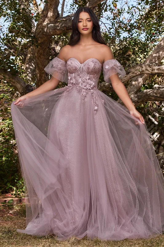 MAUVE FLORAL BALL GOWN