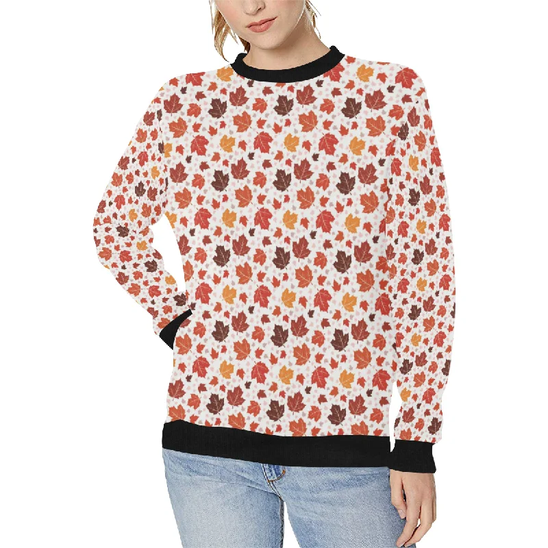 Colorful Maple Leaf pattern Women's Crew Neck Sweatshirt