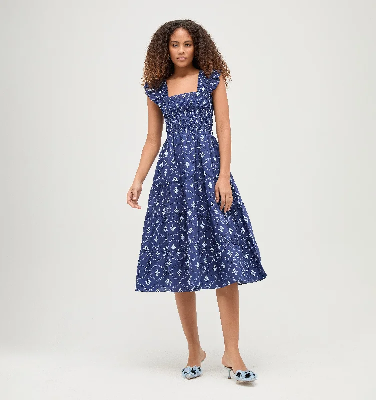 The Ellie Nap Dress - Navy Trellis