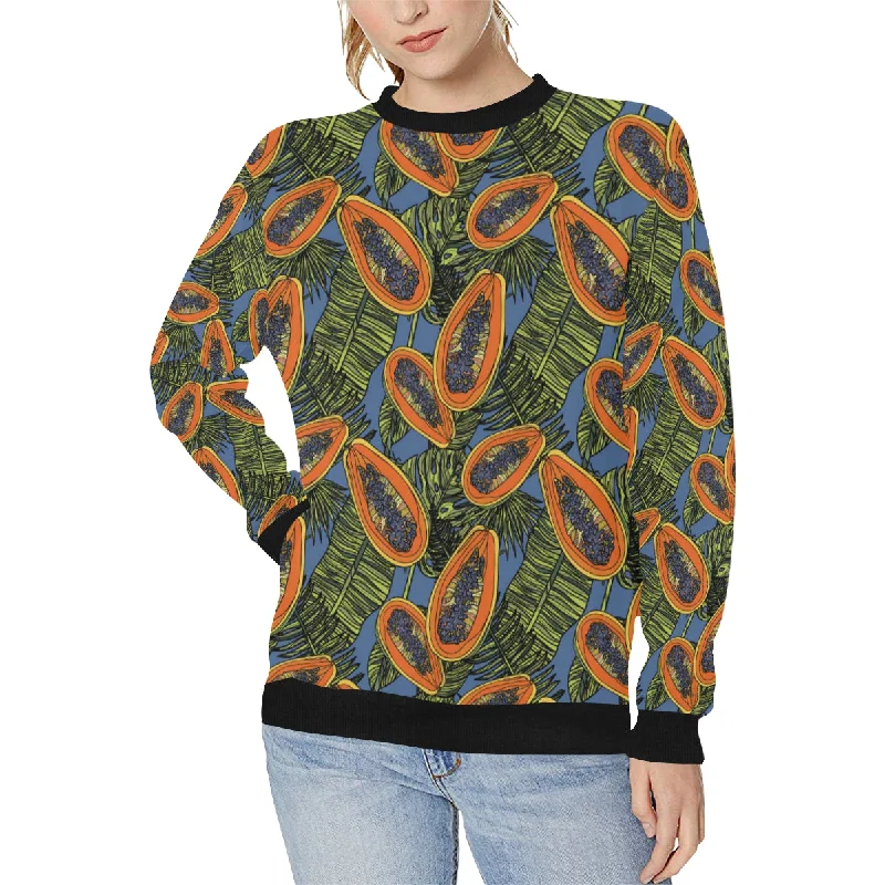 Colorful papaya tropical leaves Women's Crew Neck Sweatshirt