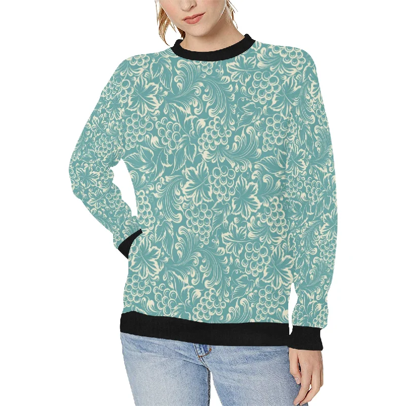 Classic Hand drawn Grape pattern Women's Crew Neck Sweatshirt