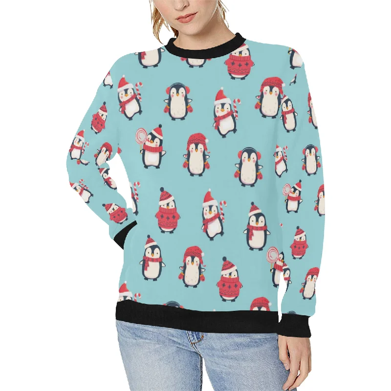 Cute penguin christmas  design pattern Women's Crew Neck Sweatshirt