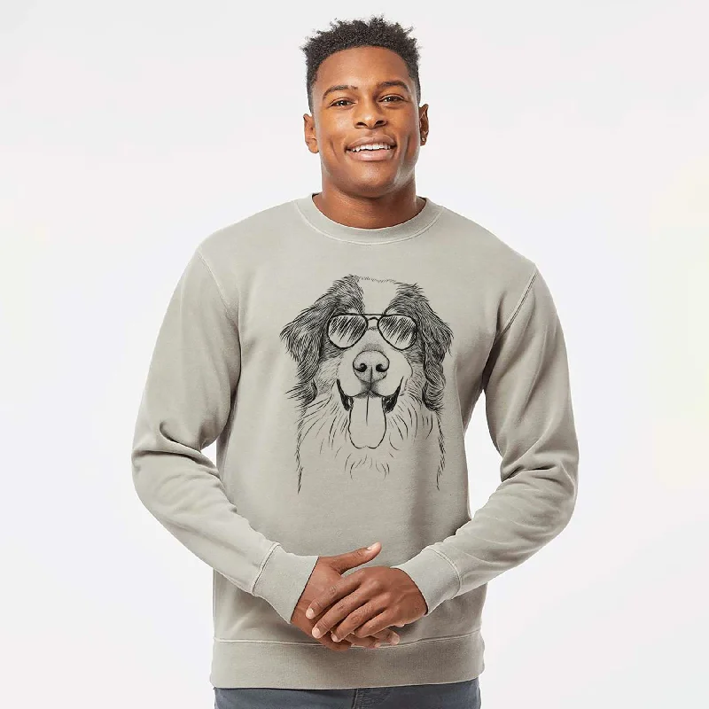 Aviator Blaze the Bernese Mountain Dog - Unisex Pigment Dyed Crew Sweatshirt