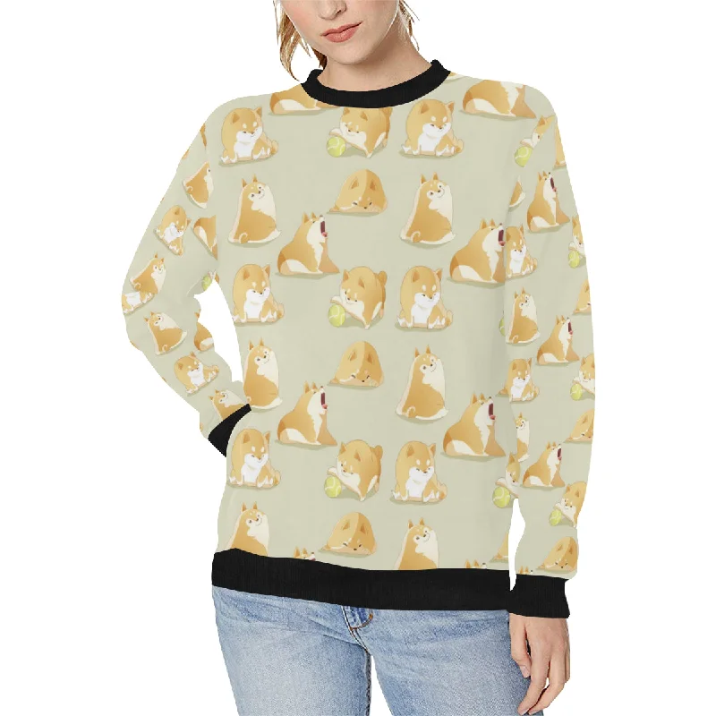 Cute fat shiba inu dog pattern Women's Crew Neck Sweatshirt