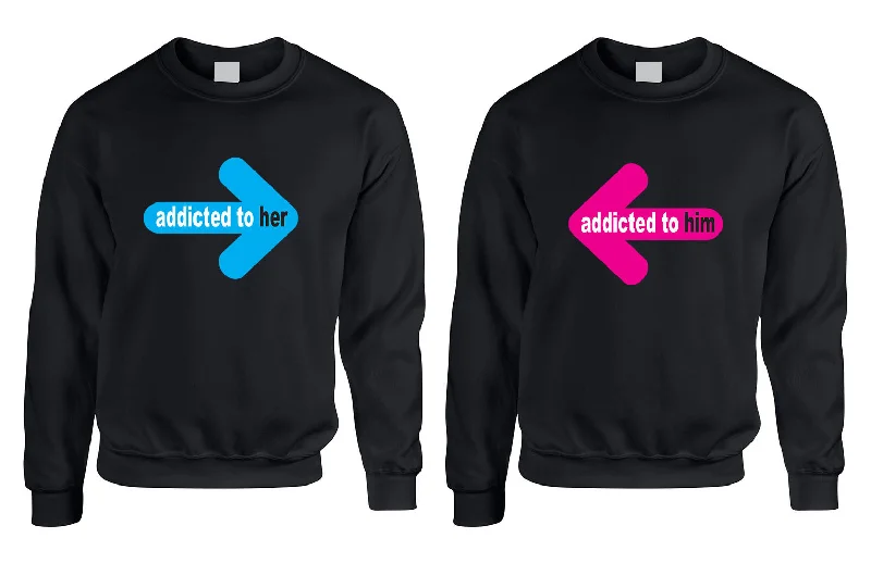 Addicted to her Addicted to him Valentine day Sweaters Couple