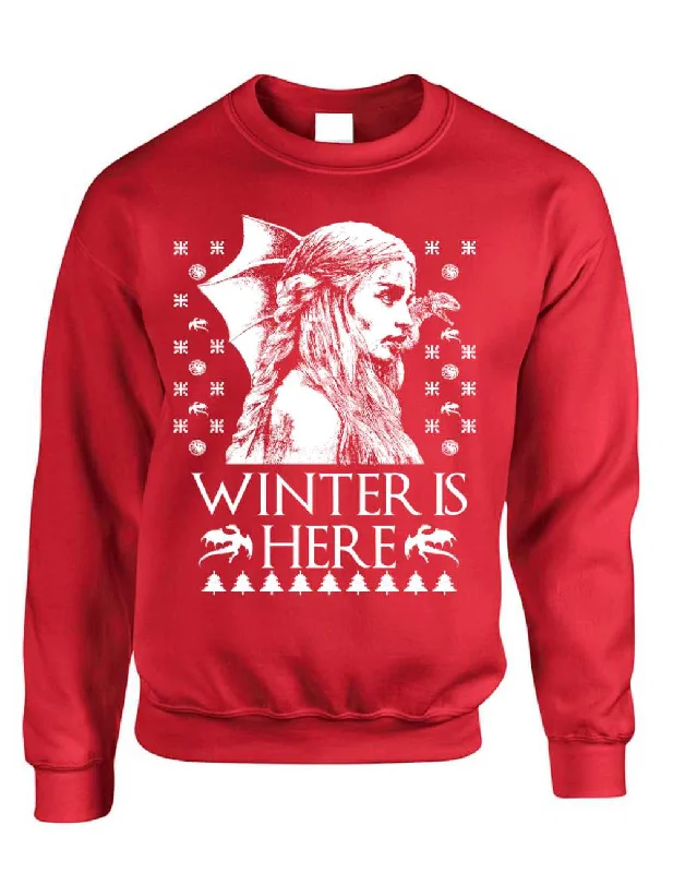 Adult Crewneck Winter Is Here Ugly Christmas Sweater Khalessi Top