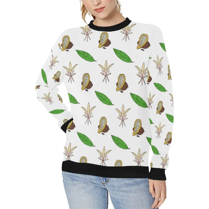 Color hand drawn cacao pattern Women's Crew Neck Sweatshirt